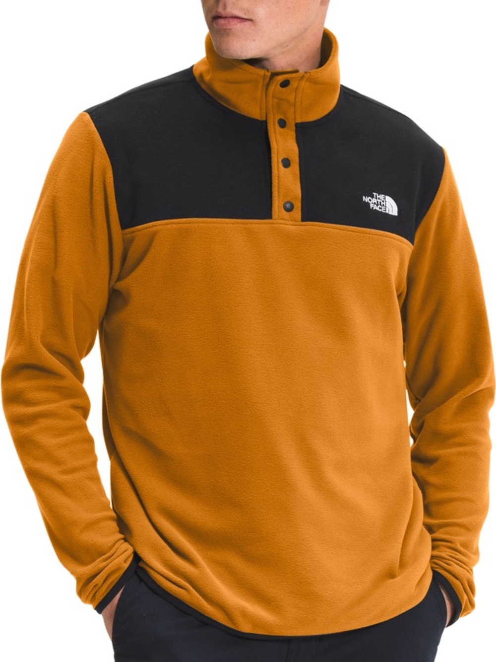 The North Face Men’s Two-Tone Fleece Pullover in Mustard & Black